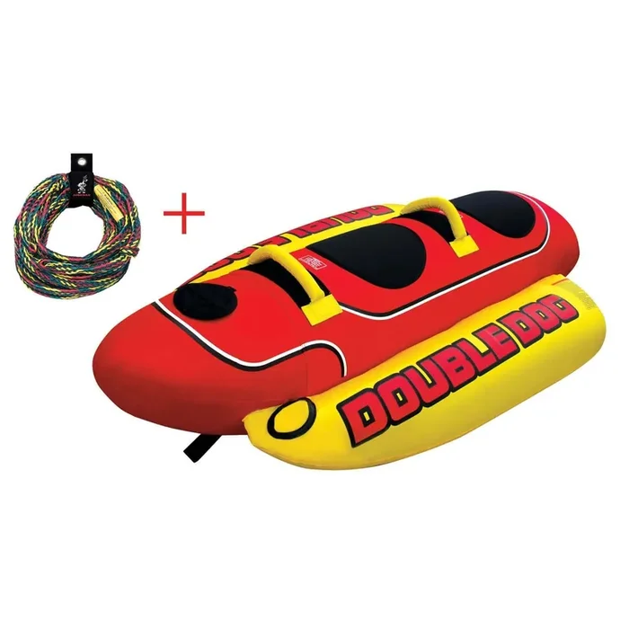Airhead Double Dog HD-2 Inflatable Towable With 60ft Tow Rope – Banana – 2 Person