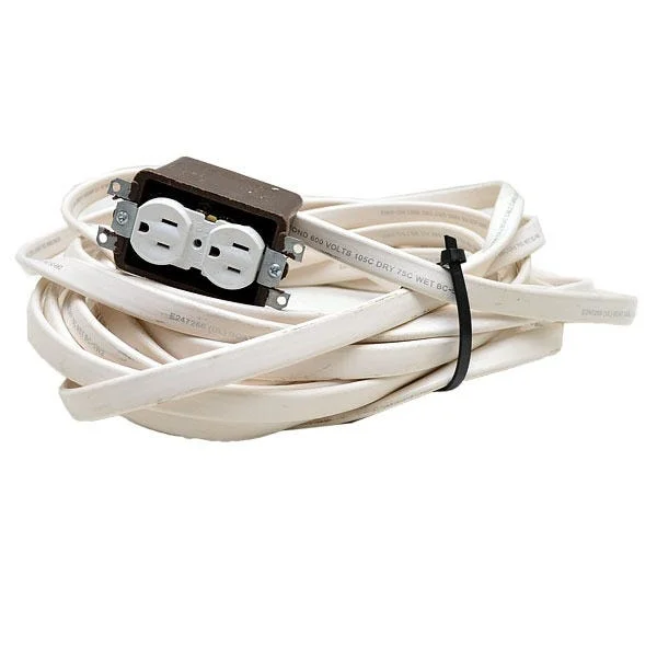 Boat Electrical Hook Up Cord w/ Outlet Box | 41FT 12/4 AWG White