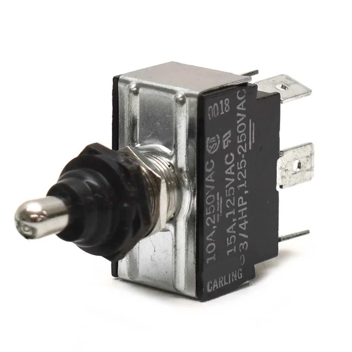 Carling On/Off/On Boat Toggle Switch | 10A 250VAC 6 Spade Rubber Bezel
