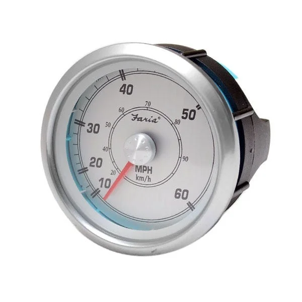 Faria Boat Speedometer Gauge SE9946A | 3 1/4 Inch Silver 60 MPH