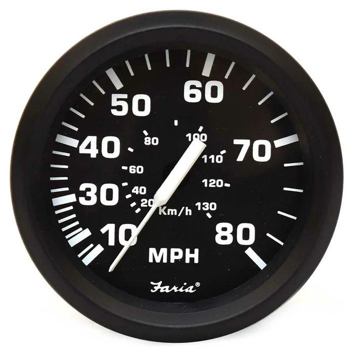 Faria Boat Speedometer Marine Gauge SE9460J | Euro Black Ranger 3 1/4 Inch