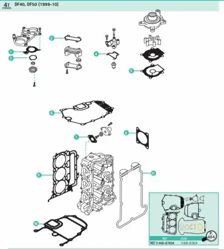 Gasket Set for 40 HP 50 hp 4 stroke Johnson Evinrude Outboard DF40 DF50 ‘99-‘06