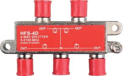 JR Products 47345 4-Way 2 Hd/sat. Line Splitter