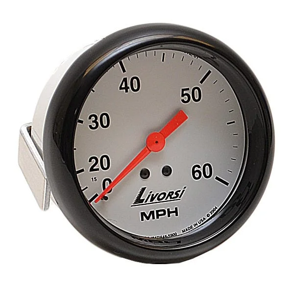 Livorsi Boat Speedometer GDS60W | 60 MPH 3 3/8 Inch Black White