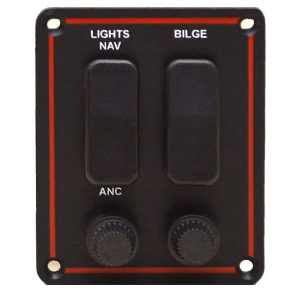 Lund Boat Fuse Switch Panel 2000406 | 3 3/4 x 3 Inch Black Red