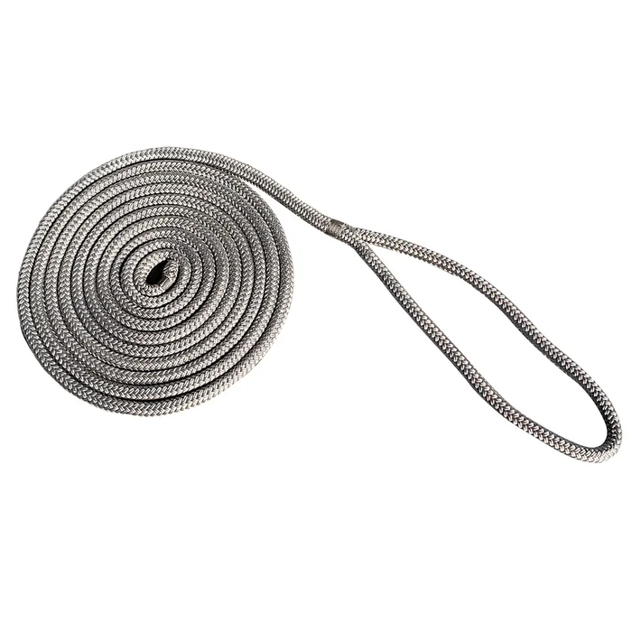 New England Rope 5-8″ x 15′ Nylon Double Braid Dock Line – Grey
