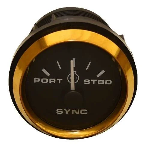 Veethree Boat Synchronizer Gauge 100240 | 2 Inch Gold Black